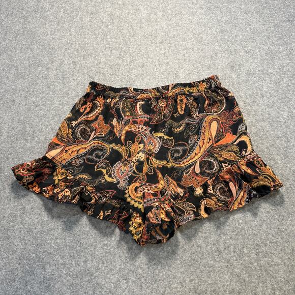 Women's Nasty Gal SHEER Black Paisley Ruffle Hem Shorts Size 8 NEW - Picture 6 of 7